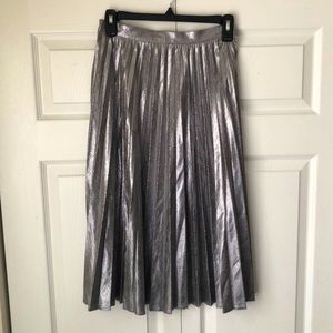 Silver pleated midi skirt